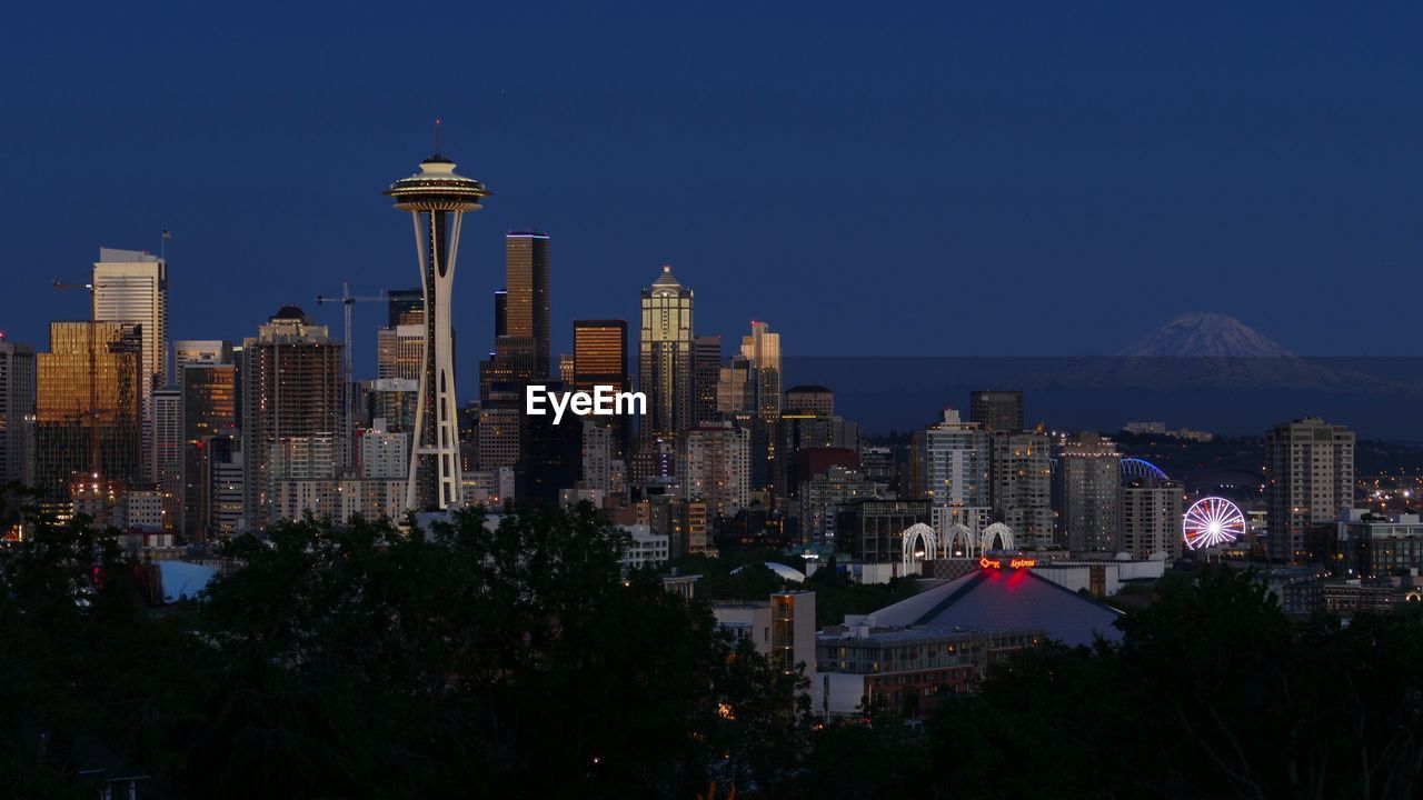 View of cityscape against clear sky