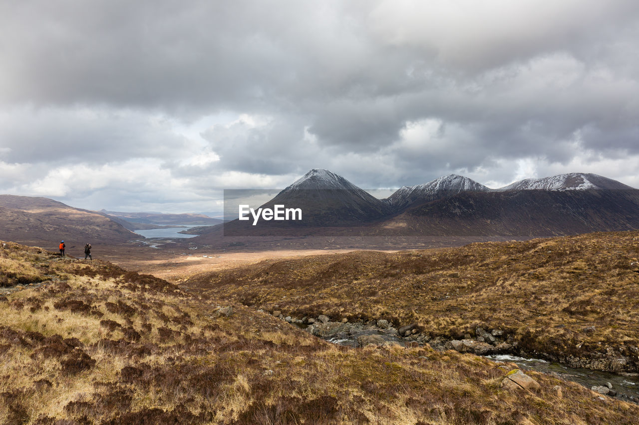 Scenic view of mountains against cloudy sky