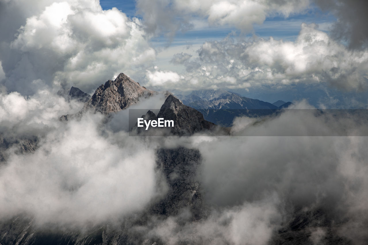 Healthy lifestyle breathe clean air watch fantastic play clouds germany's highest mountain zugspitze