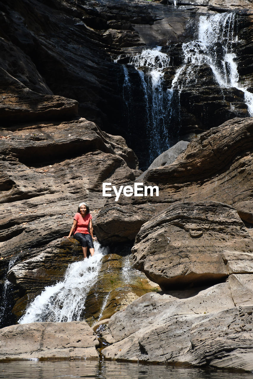 Scenic view of waterfall