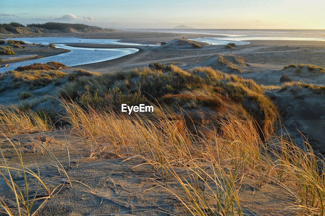 Scenic view of beach against sky