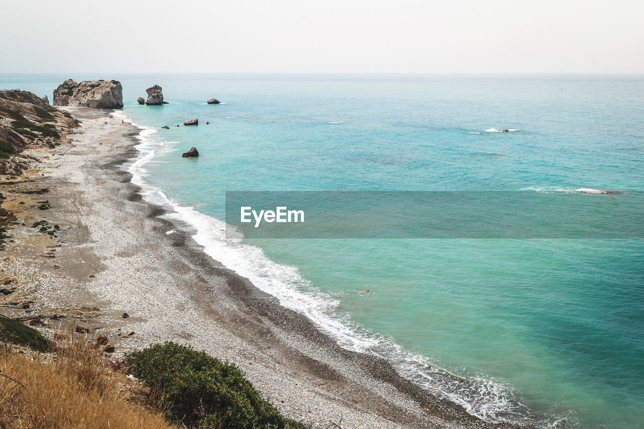 Scenic view of sea against clear sky