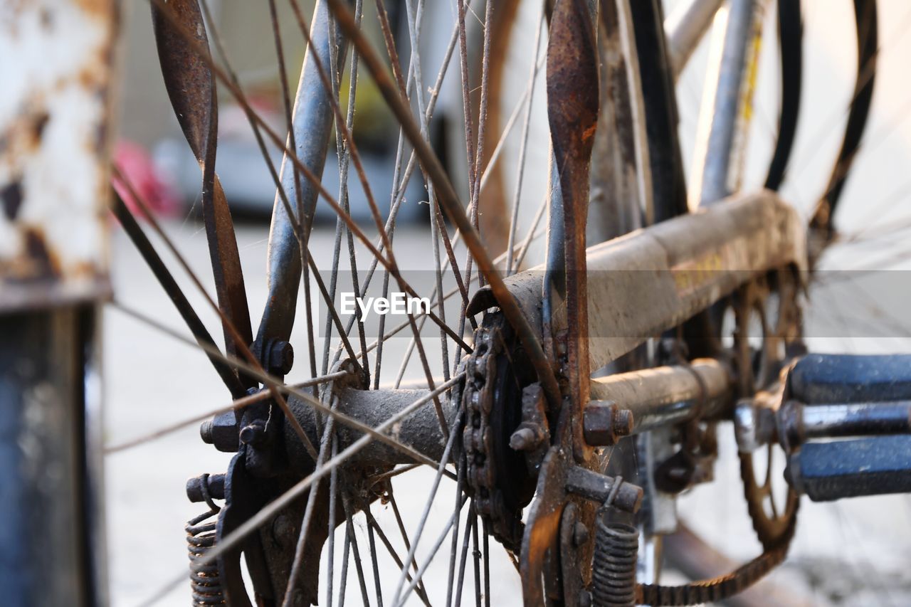 Close-up of bicycle wheel