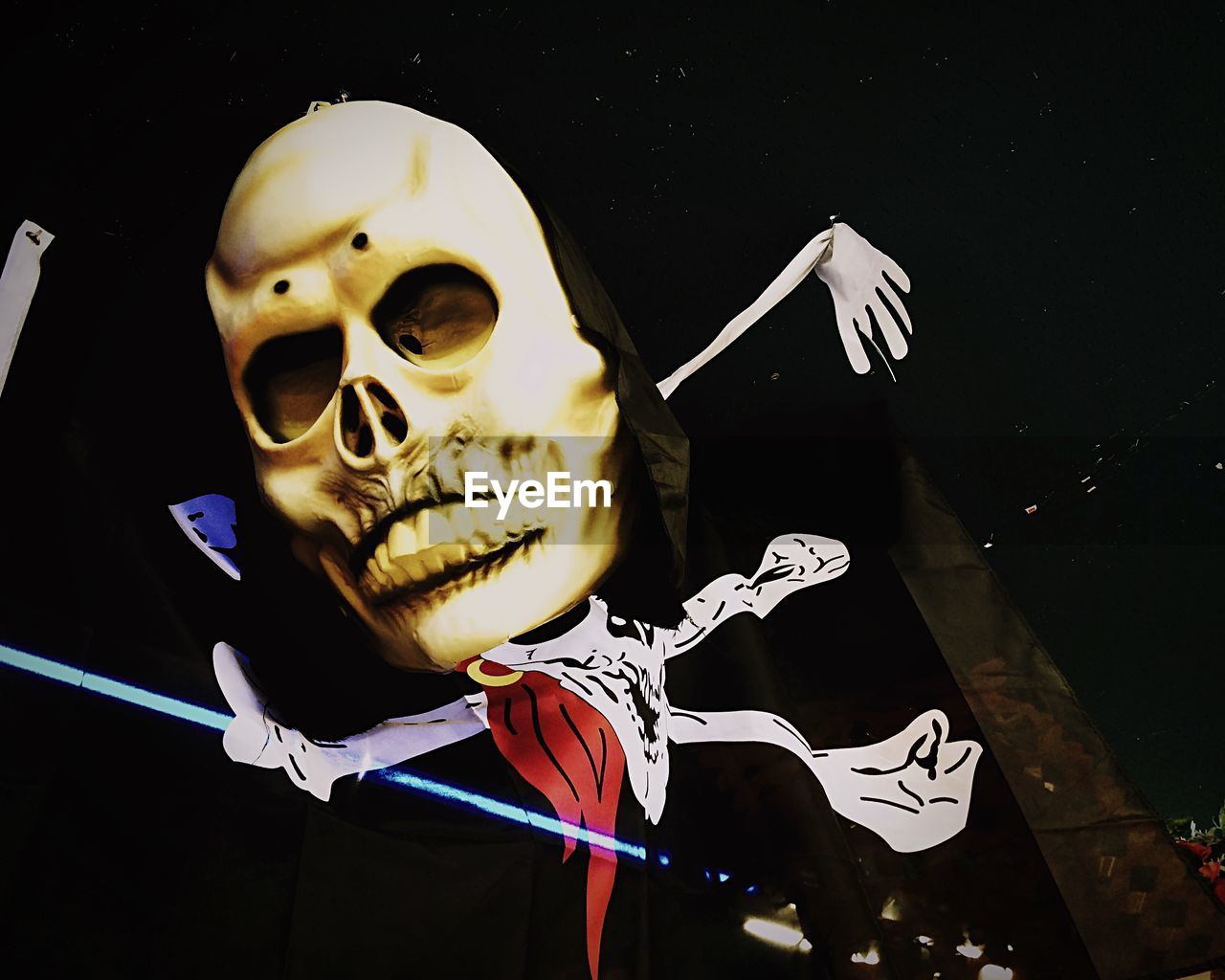High angle view of skull mask at halloween