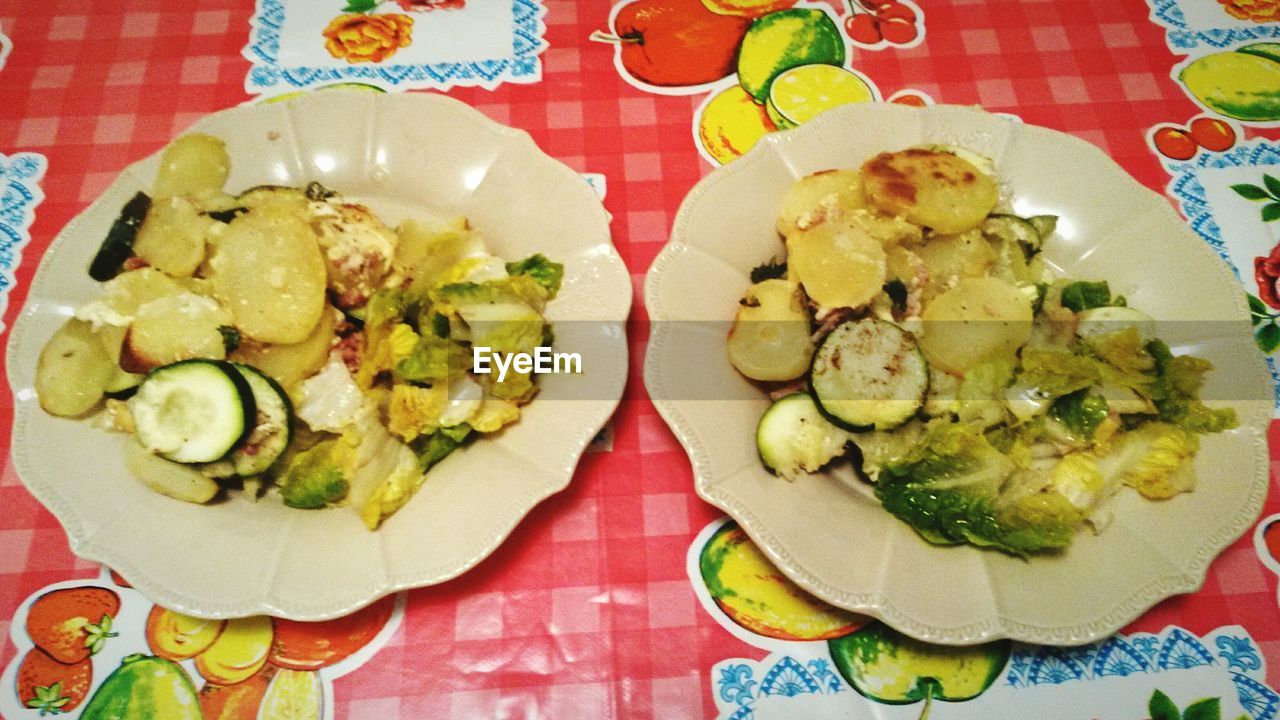 CLOSE-UP OF SERVED FOOD IN PLATE