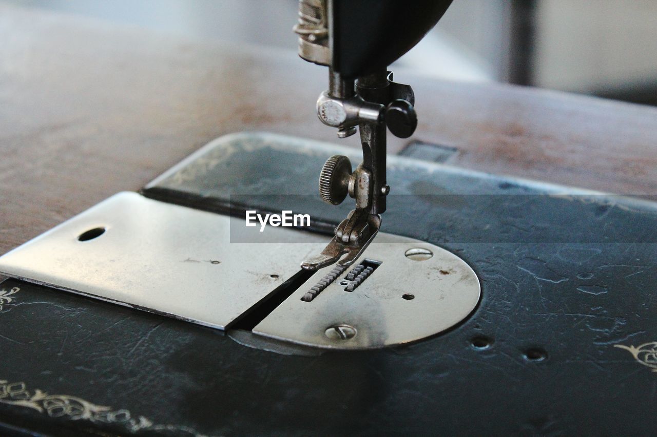 Close-up of sewing machine