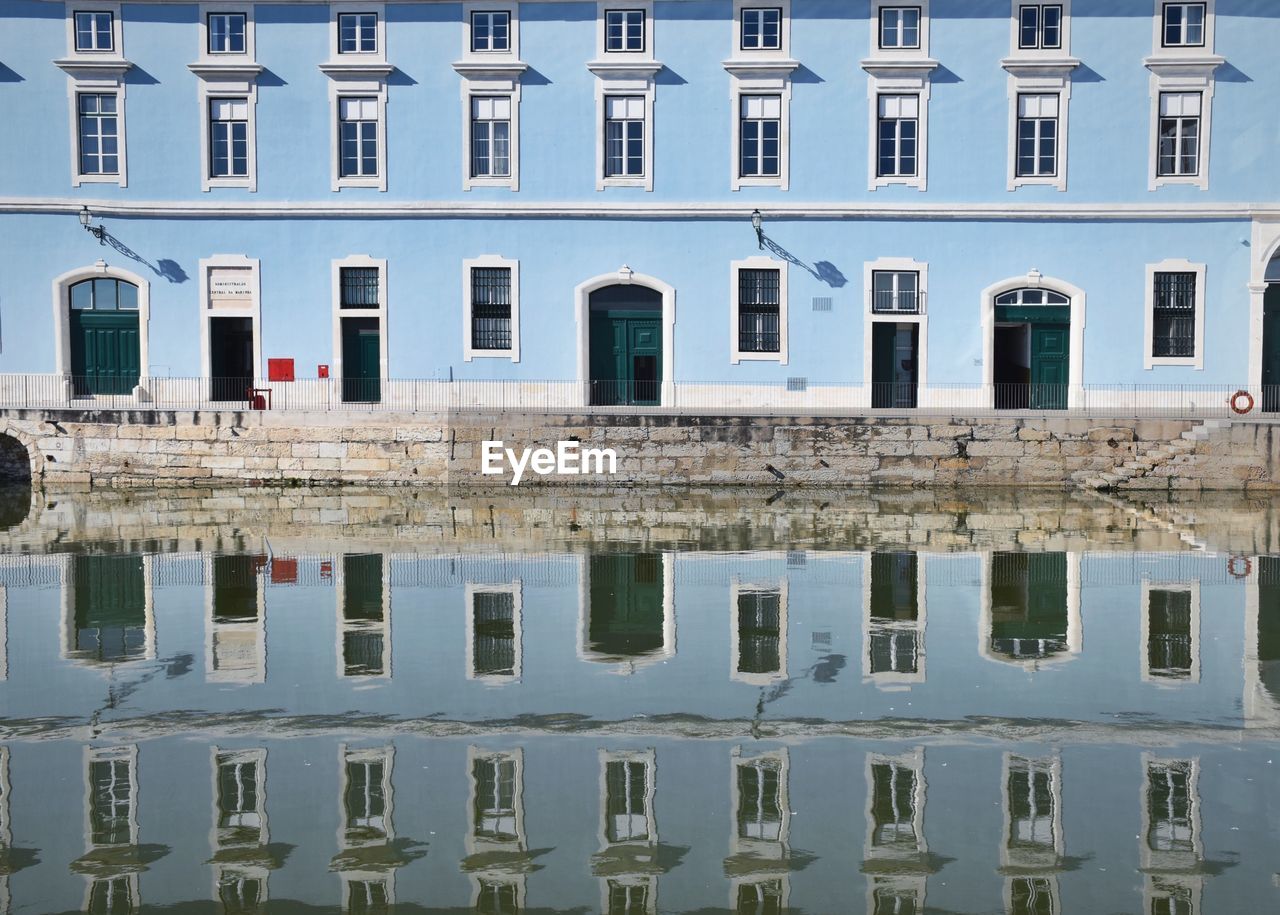 Reflection of building in city
