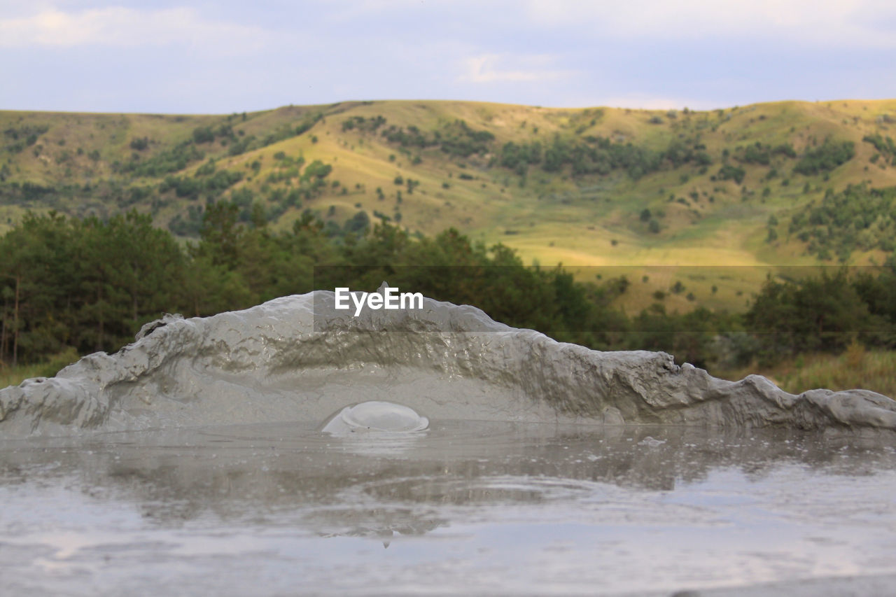 Mud volcano at paclele mari, berca, romania