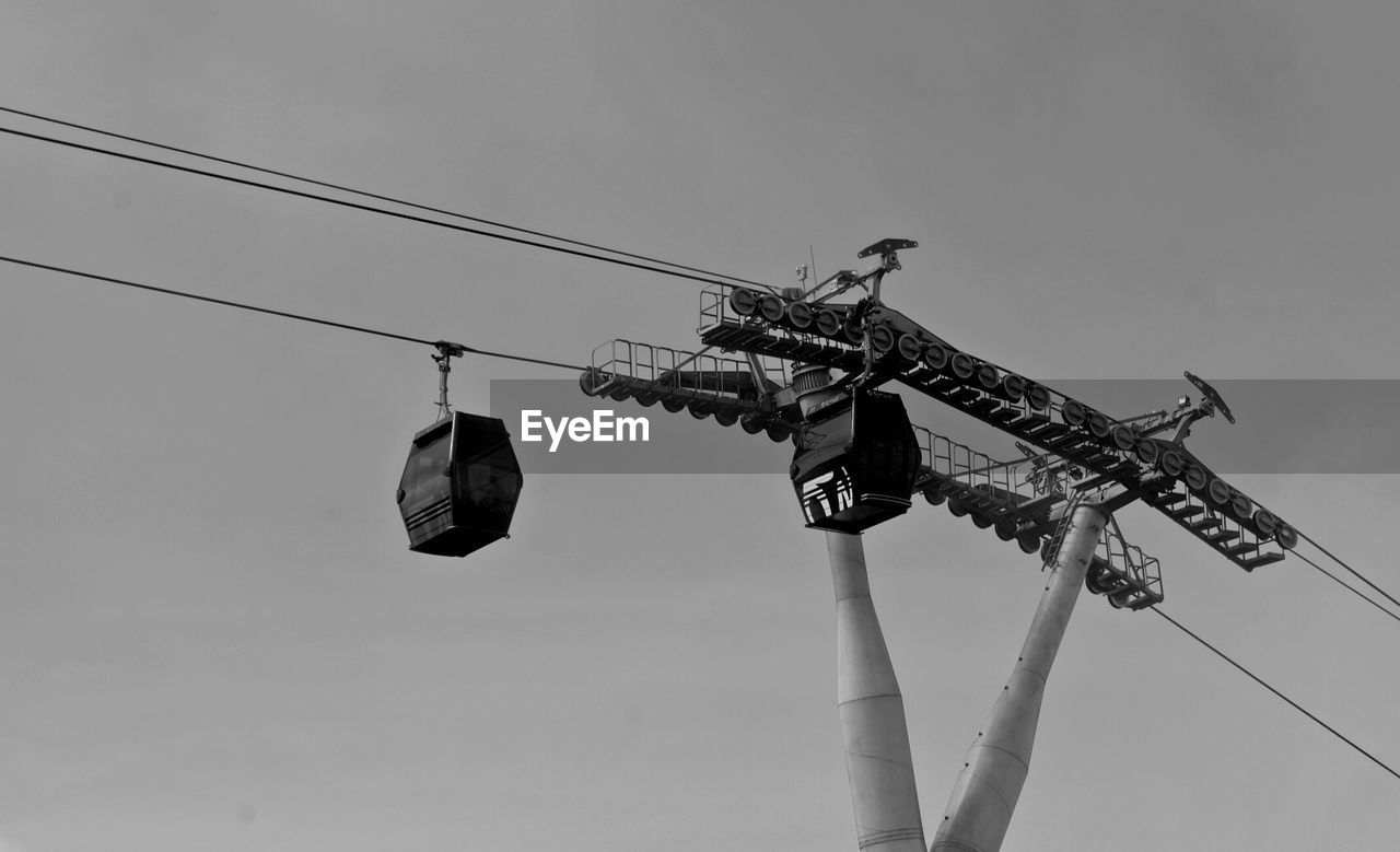 Low angle view of overhead cable car
