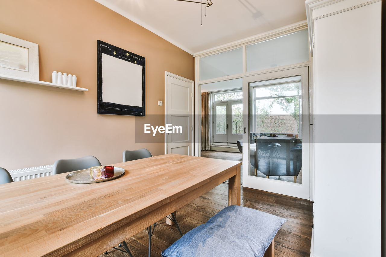 Empty chairs and table at home