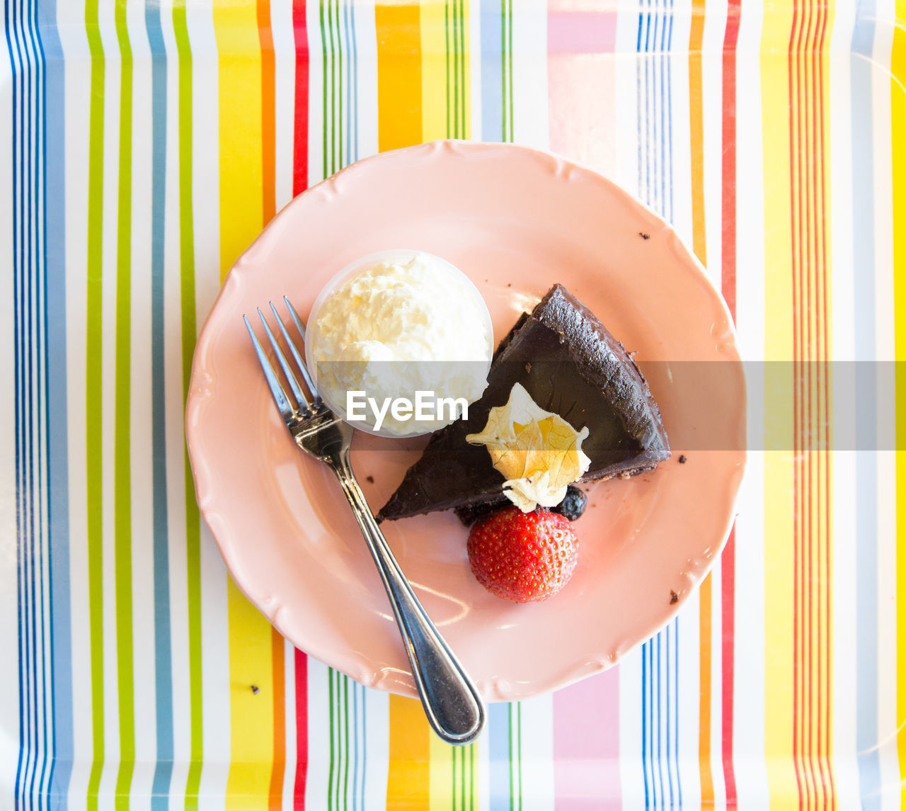 High angle view of cake on table