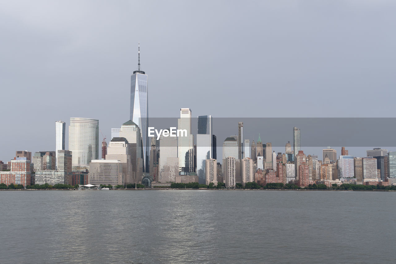 View of lower manhattan from jersey city waterfront after a summer storm