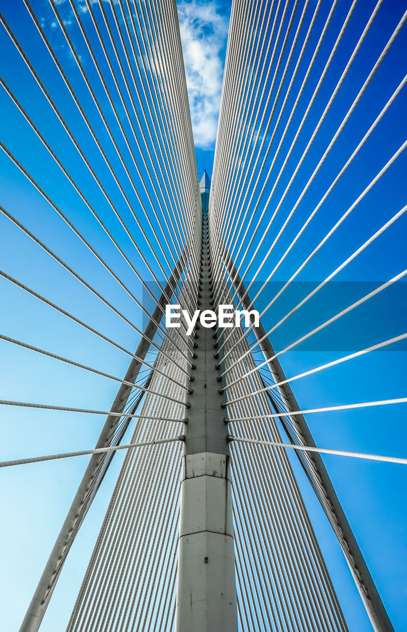 Low angle view of suspension bridge