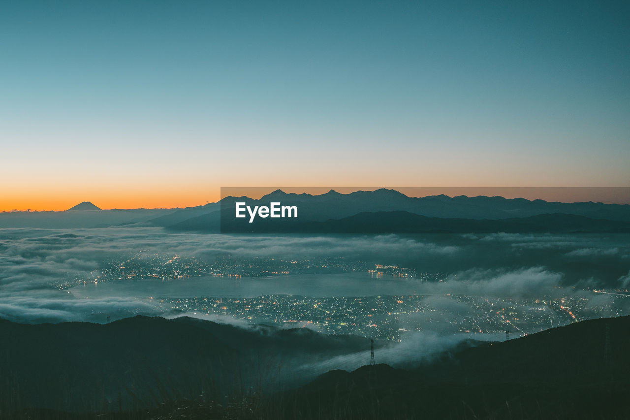 Scenic view of sea against sky during sunset