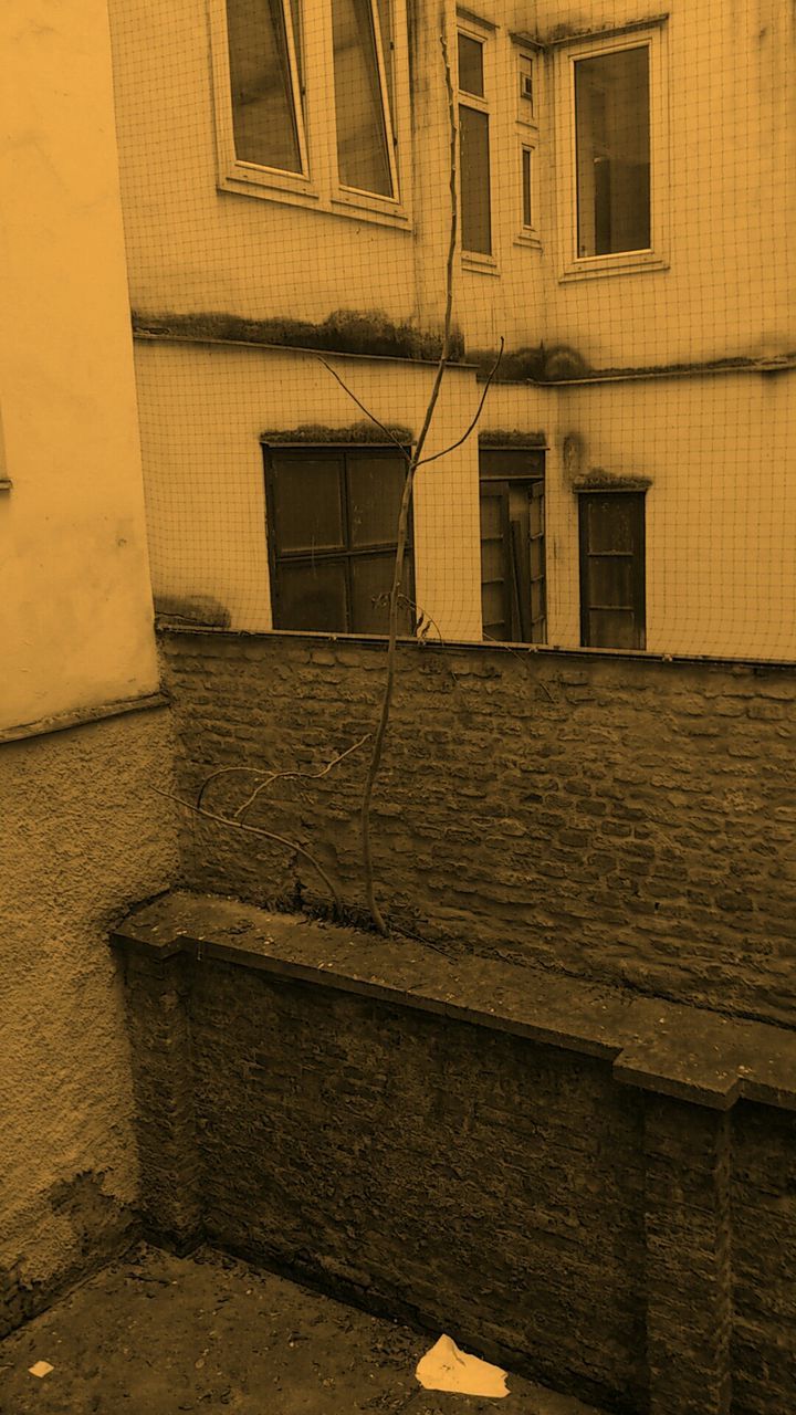 Stone wall in courtyard