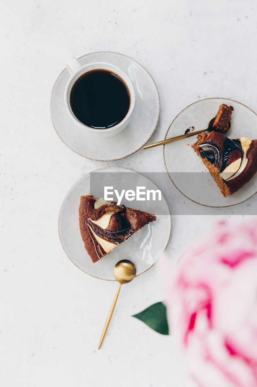 Directly above shot of coffee cup on table