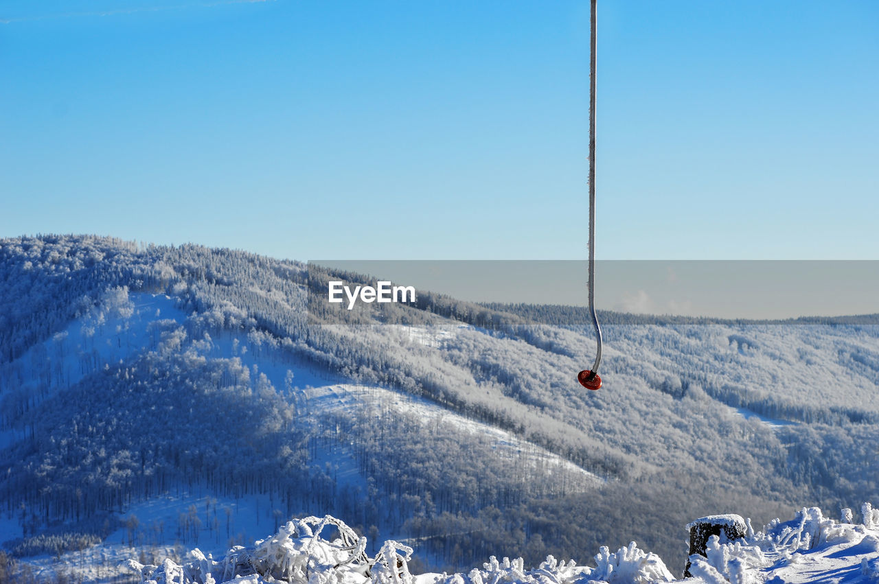 SNOW COVERED MOUNTAIN AGAINST SKY