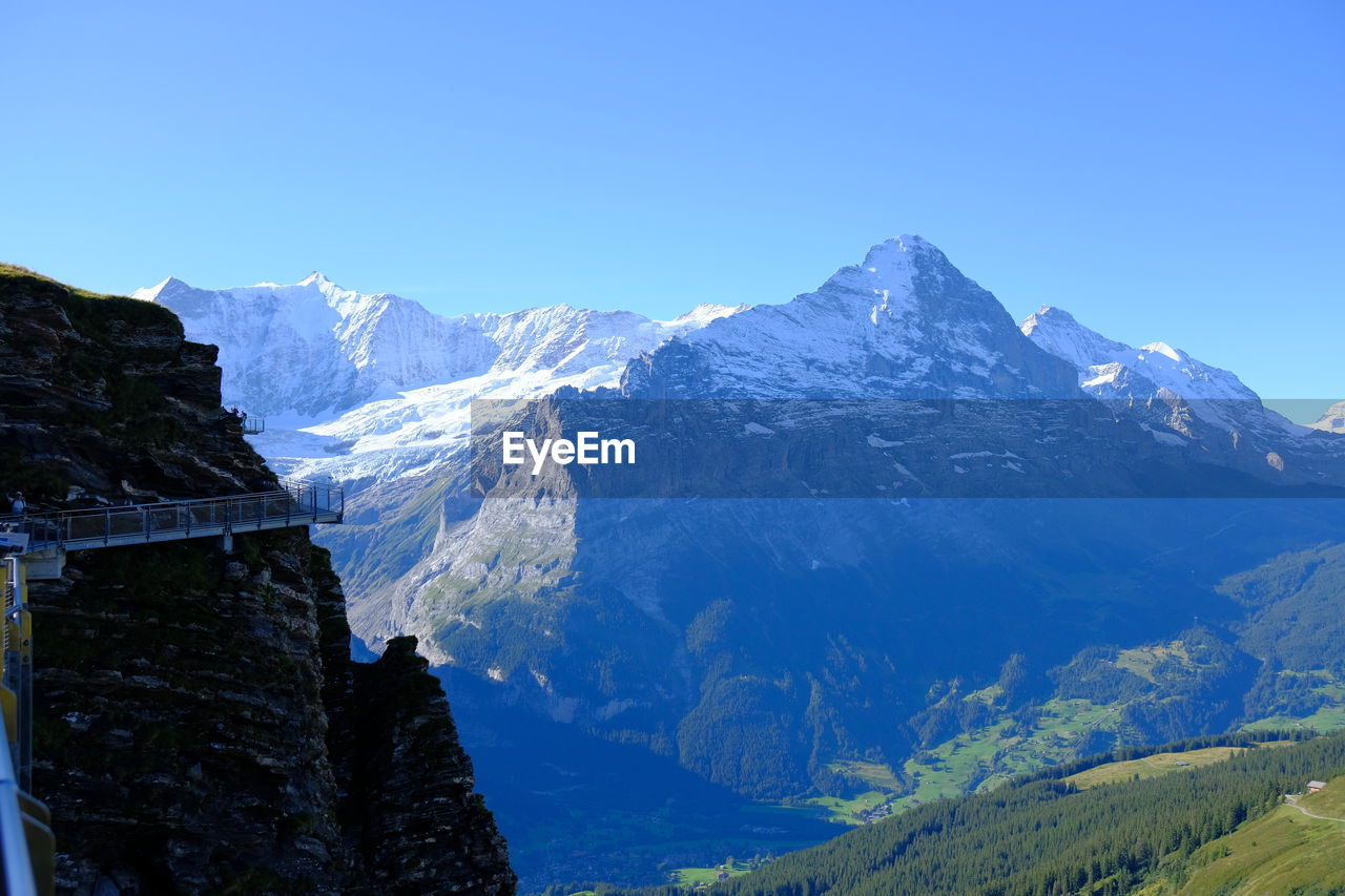 SCENIC VIEW OF SNOWCAPPED MOUNTAINS AGAINST CLEAR SKY