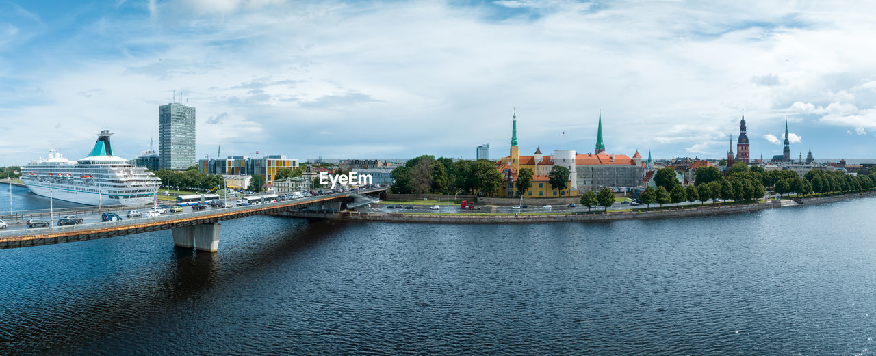 Sightseeing of latvia. aerial view of riga castle in the old town of riga.