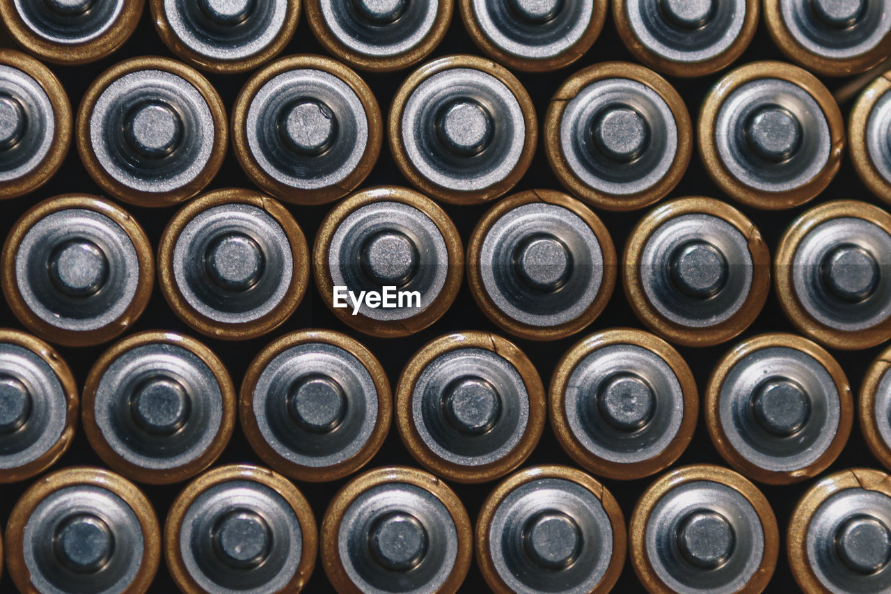 Full frame shot of batteries