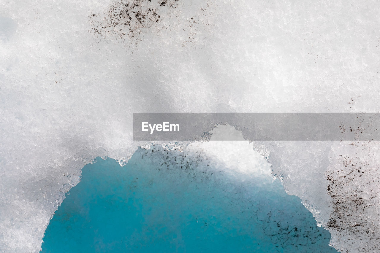 HIGH ANGLE VIEW OF FROZEN SEA