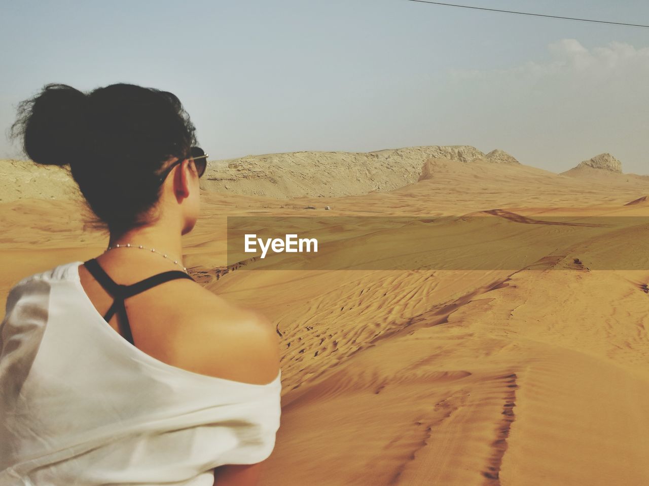 Woman looking at desert