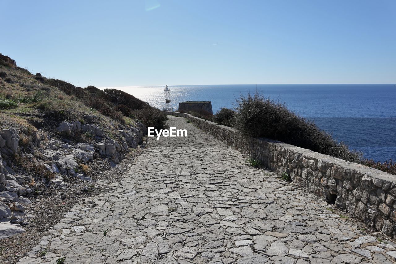 FOOTPATH AMIDST SEA AGAINST SKY