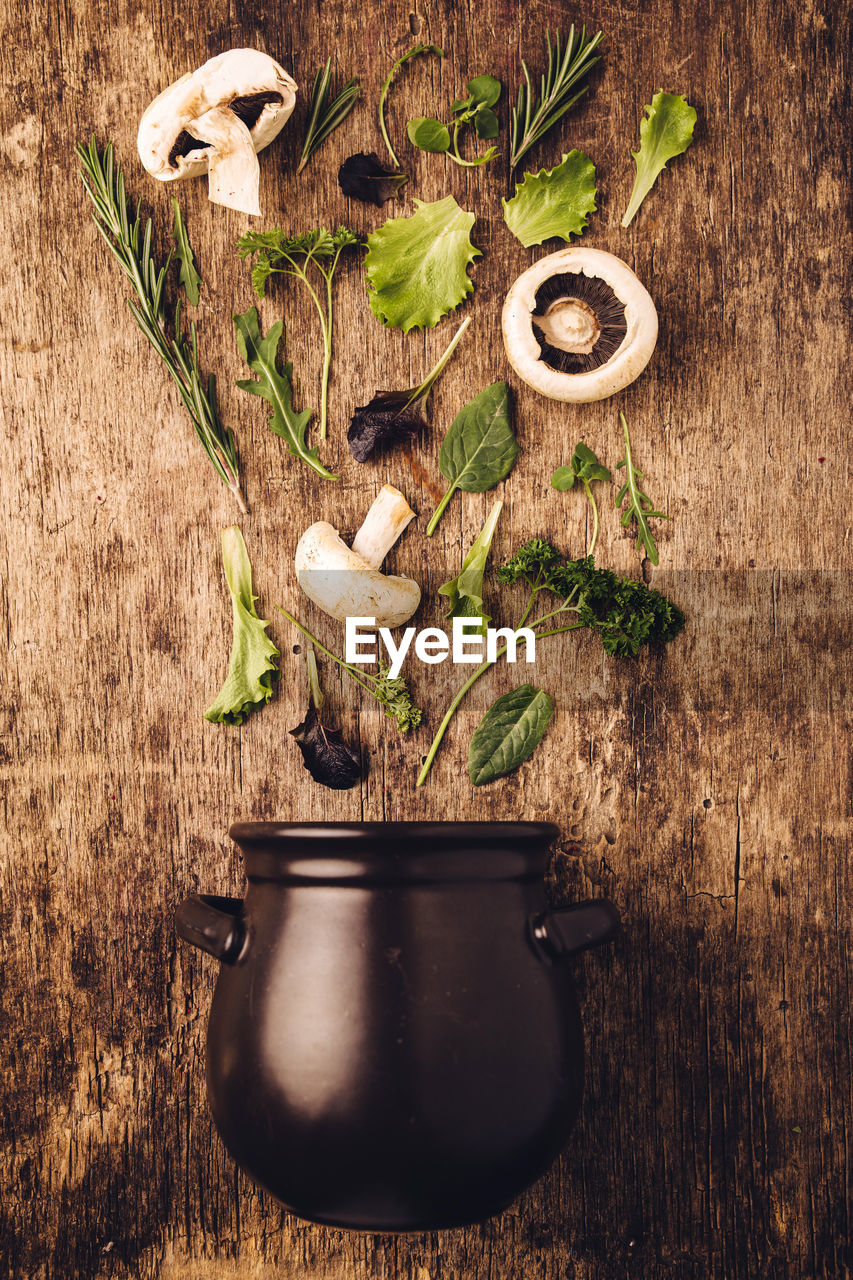 CLOSE-UP OF MUSHROOM ON TABLE