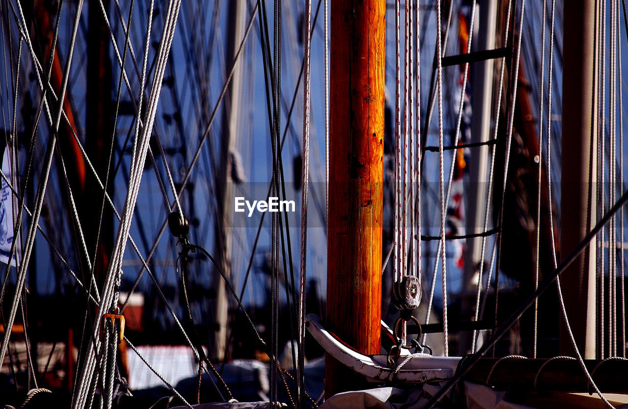 CLOSE-UP OF SAILBOAT IN WATER