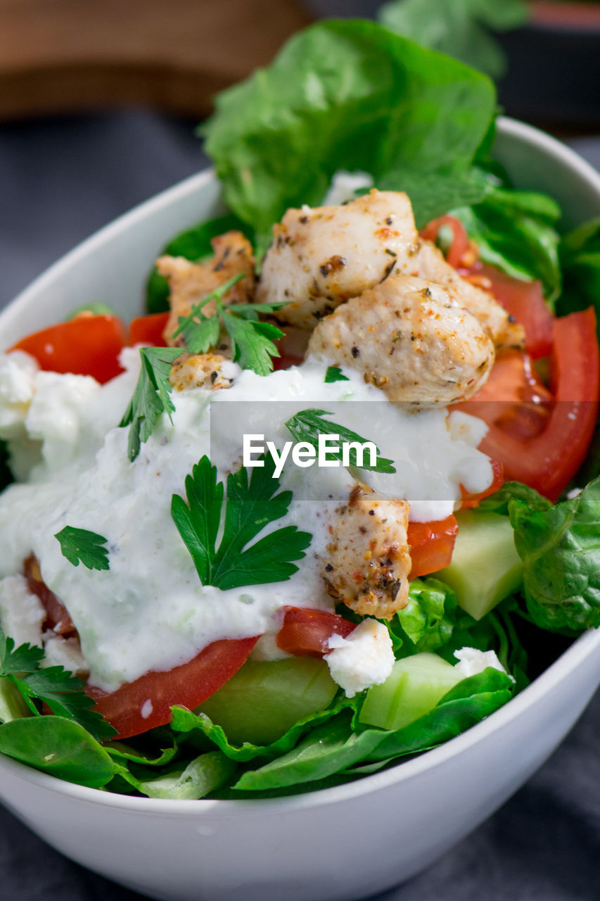 CLOSE-UP OF SALAD SERVED IN BOWL