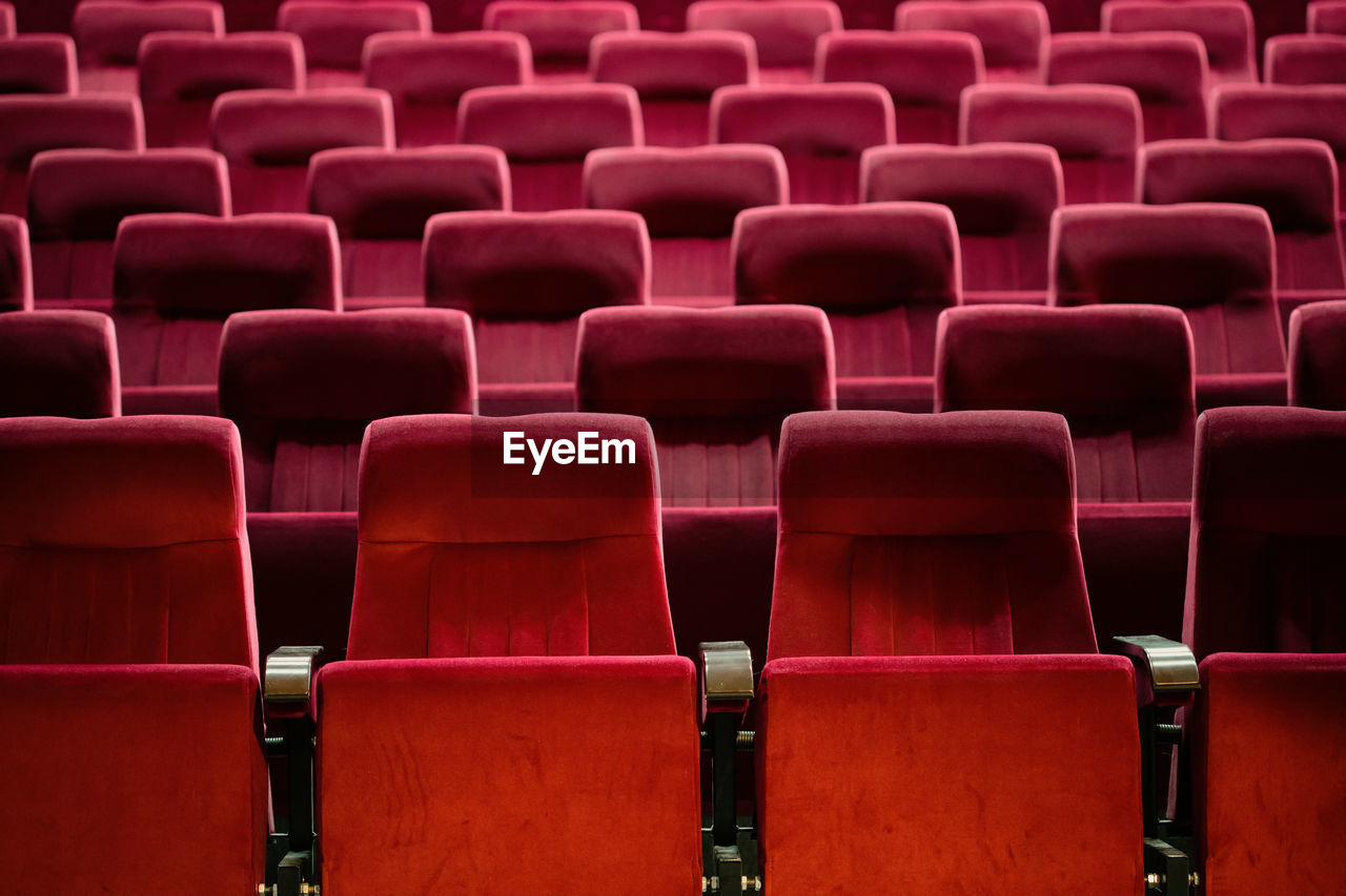 full frame shot of empty seats in stadium