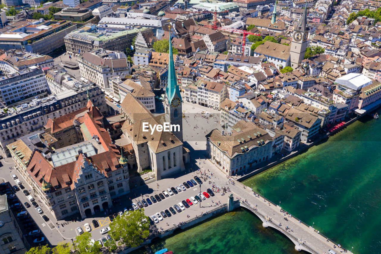 HIGH ANGLE VIEW OF BUILDINGS IN A CITY