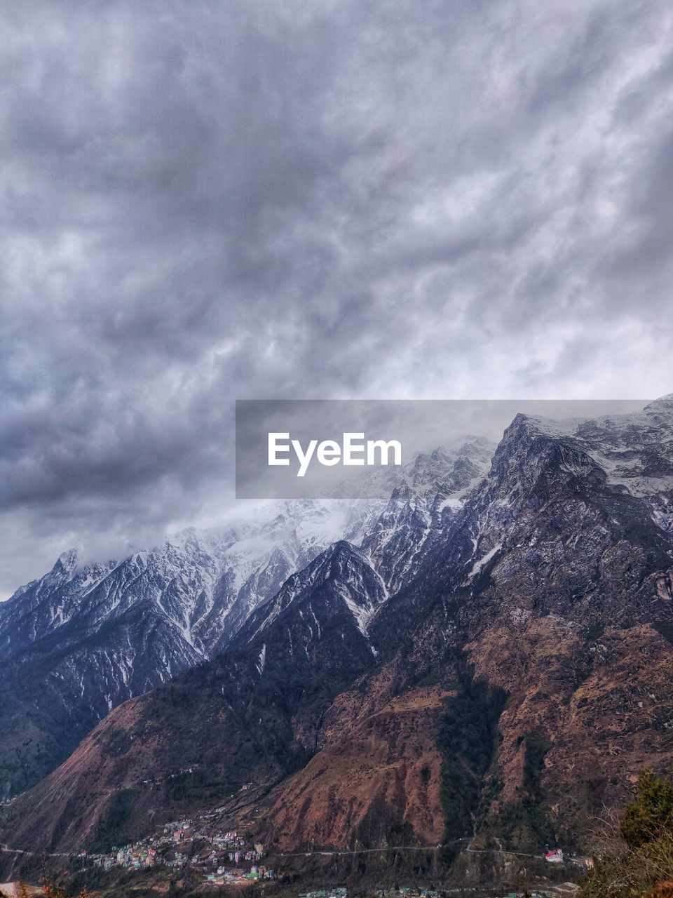 Scenic view of snowcapped annapurna mountain range against sky, sikkim, india