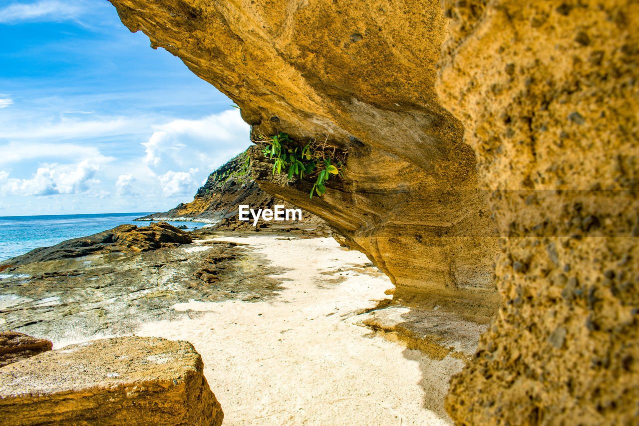 Scenic view of sea shore against sky