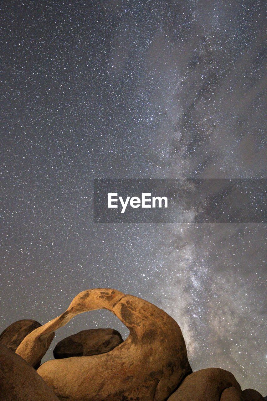 Low angle view of mobius arch against sky at night