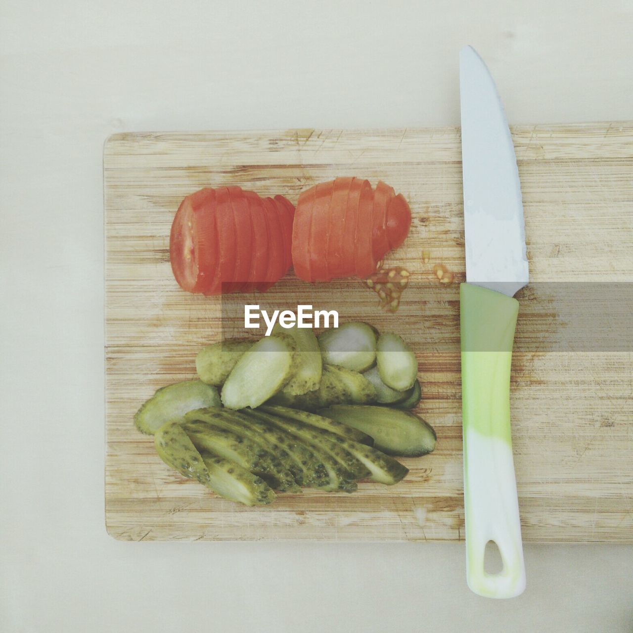 Vegetables for salad on cutting board