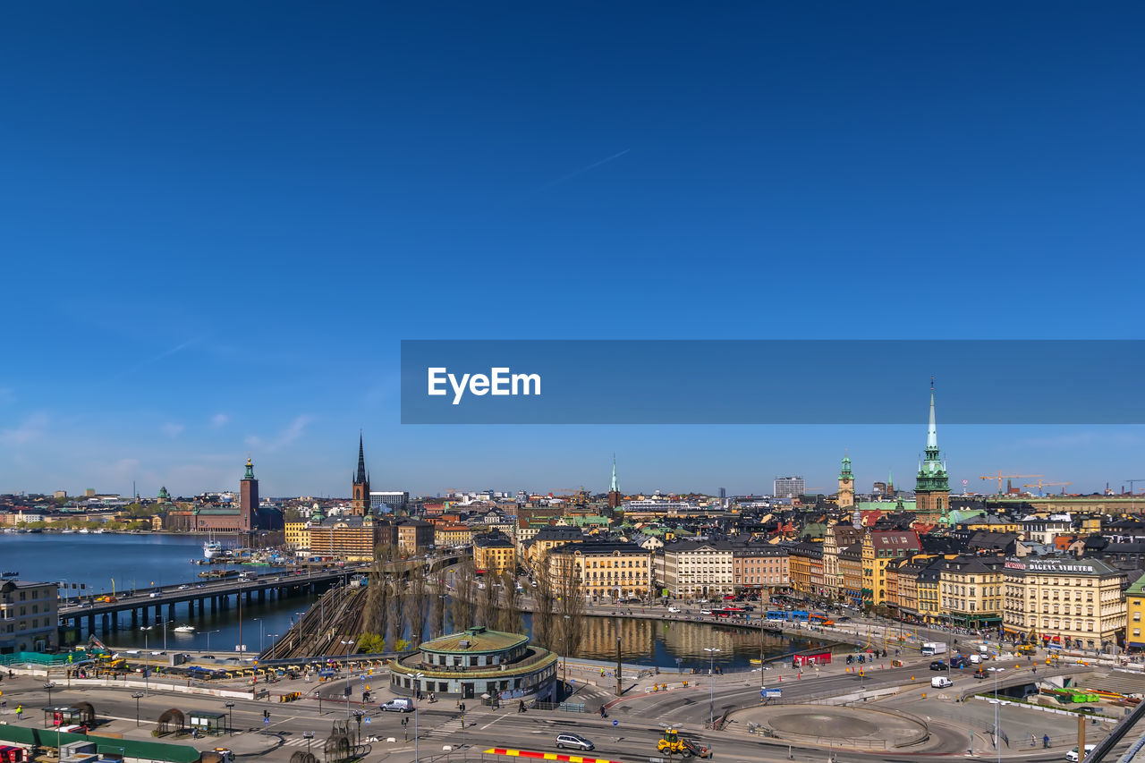 View of gamla stan and riddarholmen from the sodermalm island in stockholm, sweden