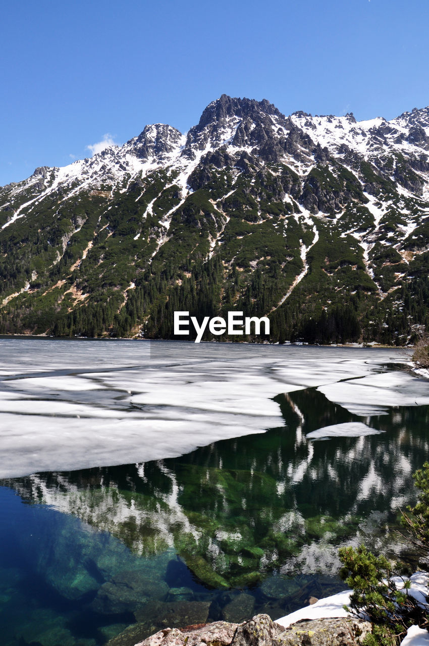 Scenic view of frozen  morskie oko lake