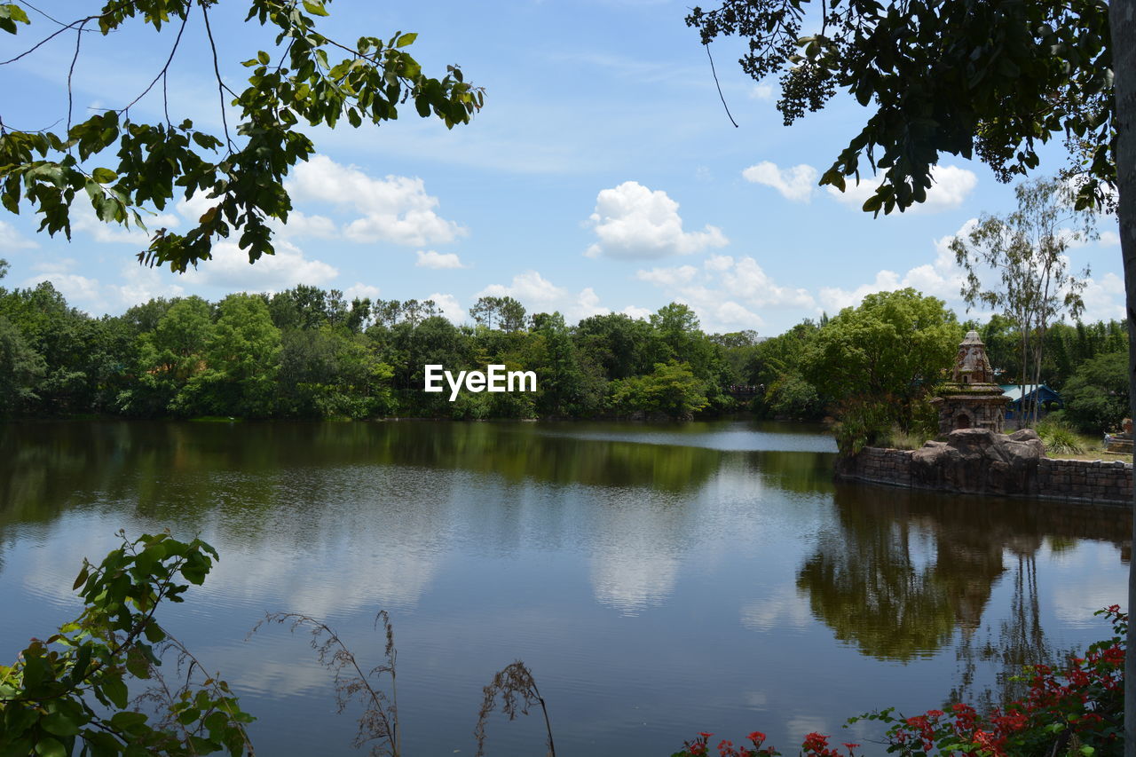 SCENIC VIEW OF LAKE WITH TREES REFLECTION AGAINST SKY