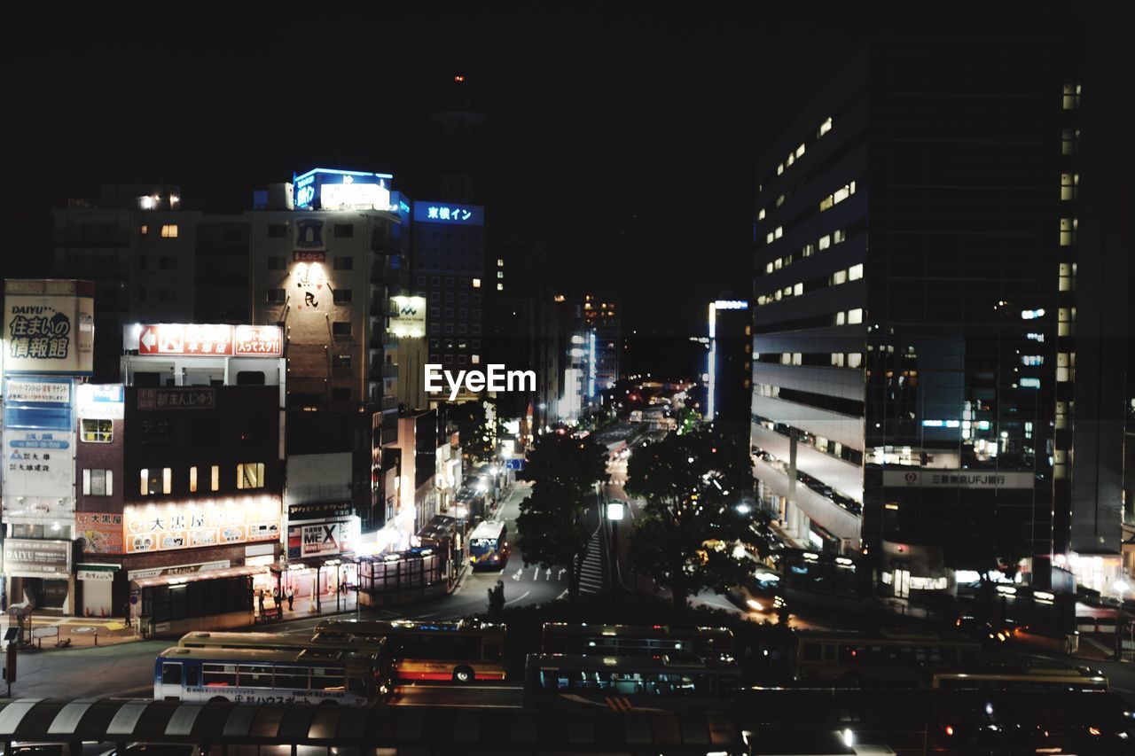 Illuminated cityscape at night