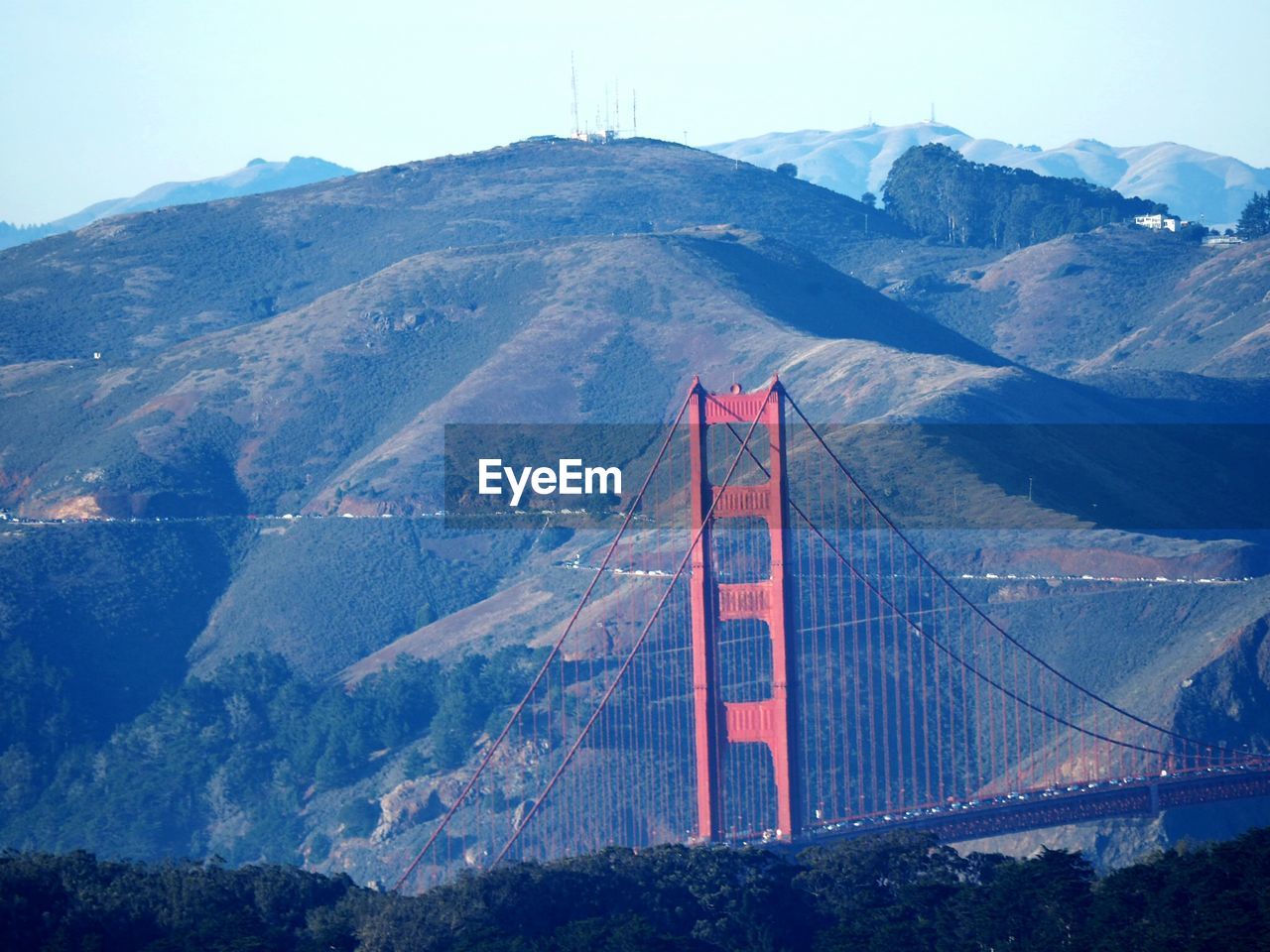 High angle view of suspension bridge