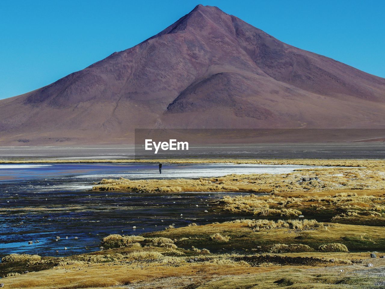 Scenic view of lakefront against mountain