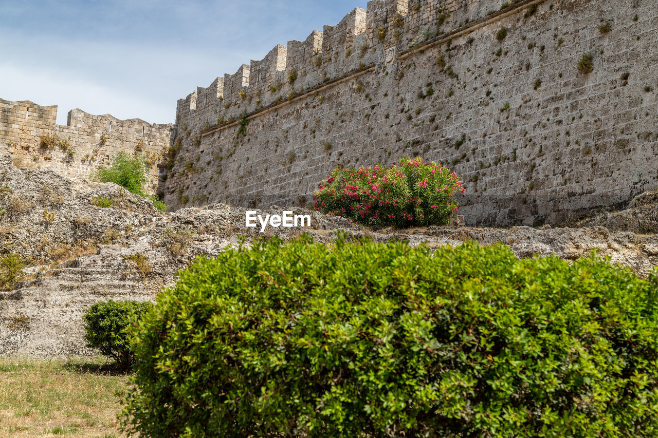 Along the ditch of the antique city wall in the old town of rhodes city at greek island rhodes