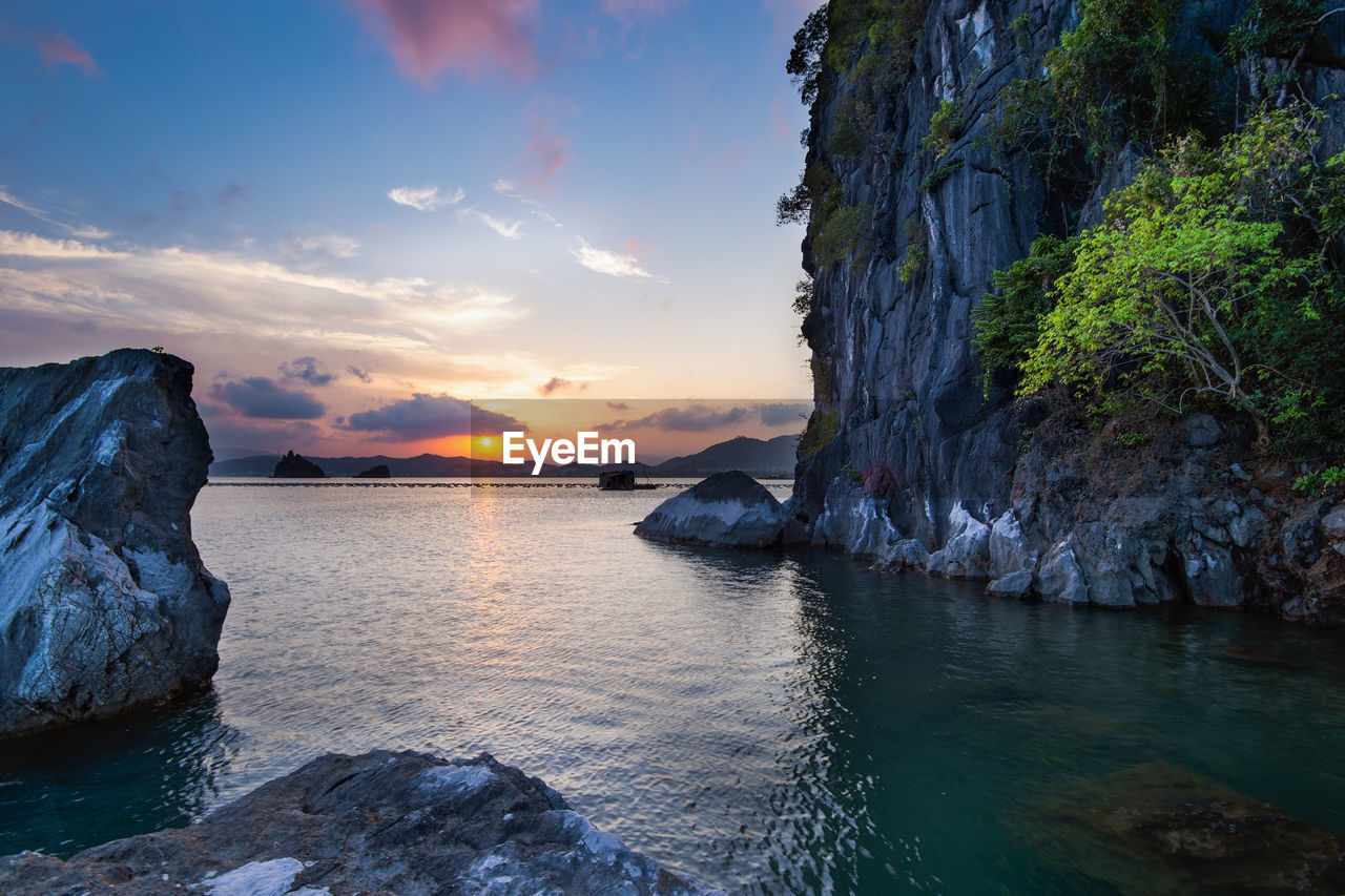 Scenic view of sea against sky during sunset