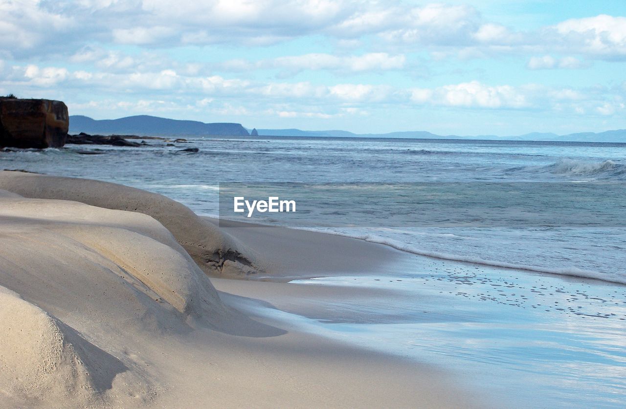 Scenic view of beach against sky