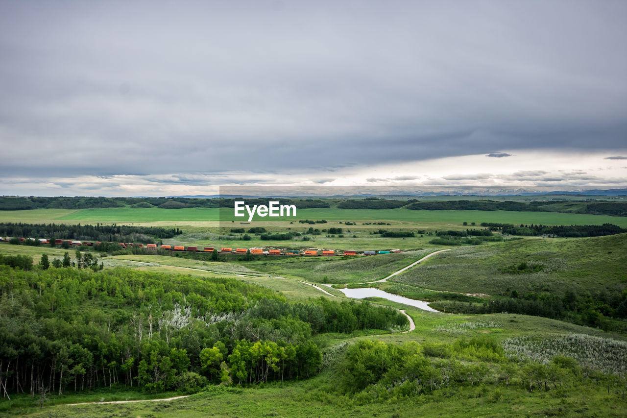 SCENIC VIEW OF GREEN LANDSCAPE AGAINST SKY