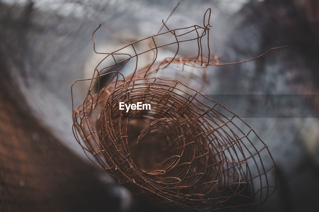 Close-up of rusted chicken wire