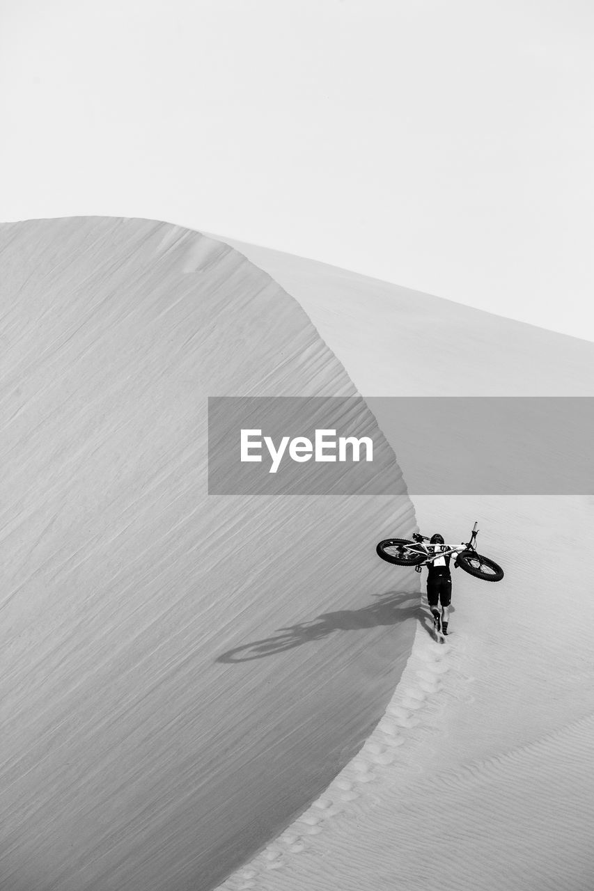 High angle view of cyclist