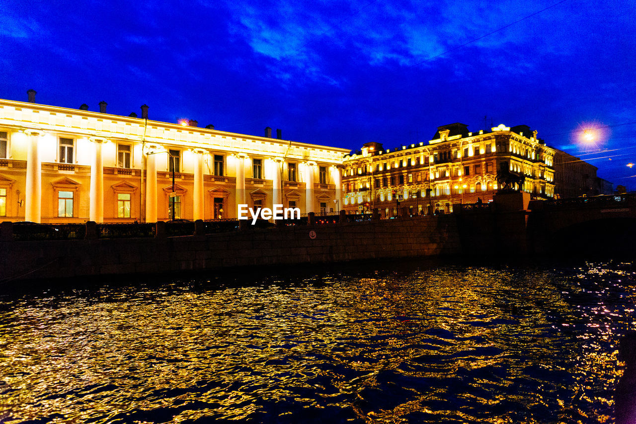 ILLUMINATED BUILDINGS AT NIGHT