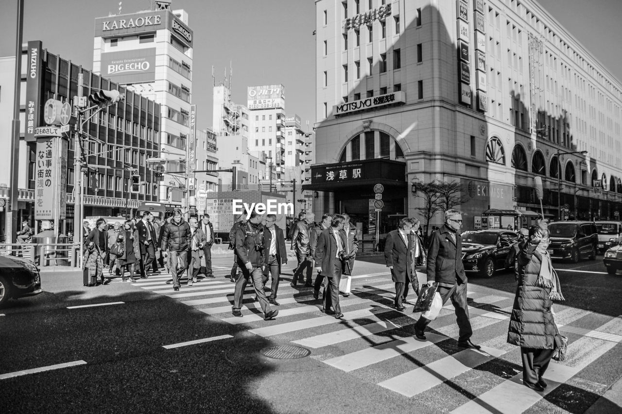 People on street in city